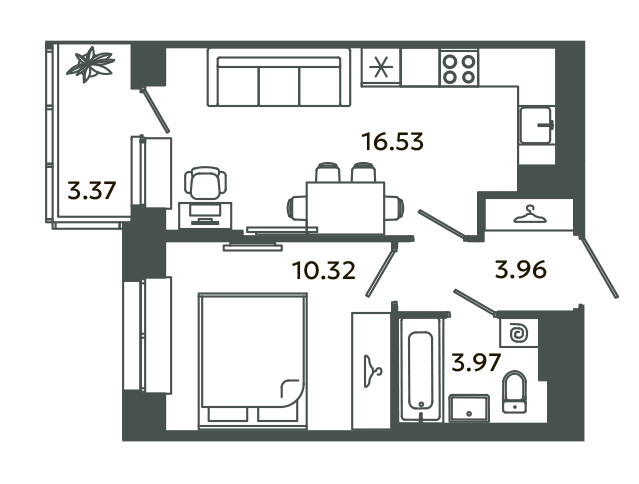 2 ккв (Евро) 35,8 м²