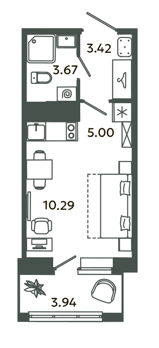 Студия 23,6 м²