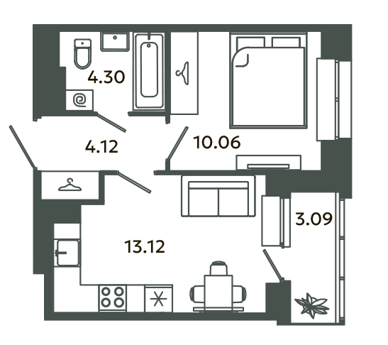 1 ккв 33,1 м²