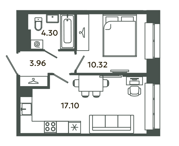 2 ккв (Евро) 35,7 м²