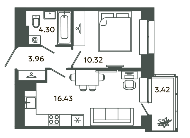 2 ккв (Евро) 36 м²