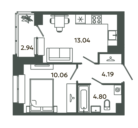 1 ккв 33,6 м²