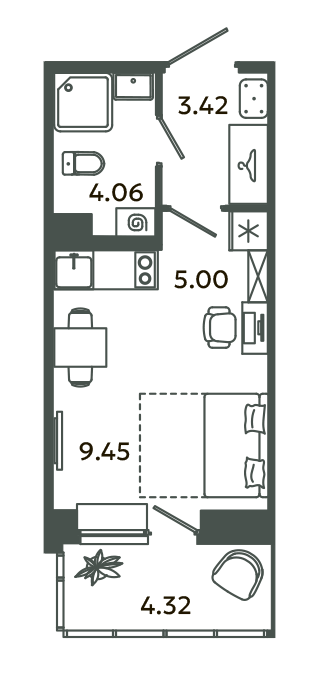 Студия 23,2 м²