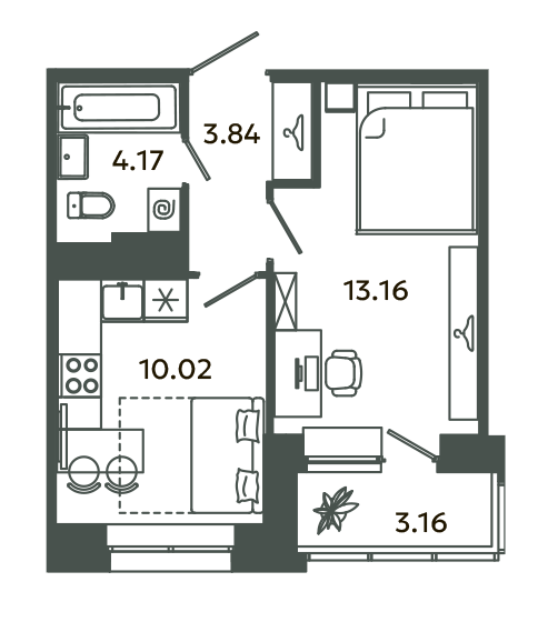1 ккв 32,8 м²