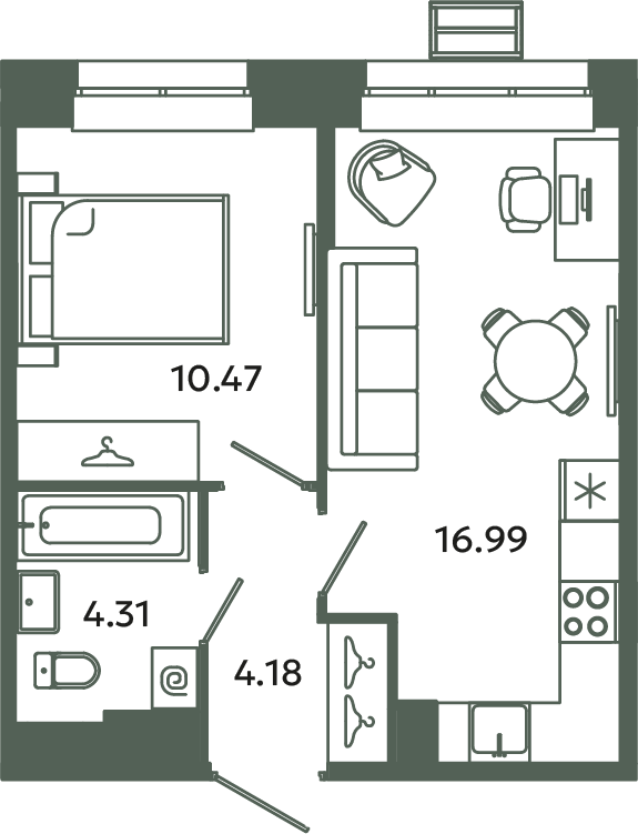 2 ккв (Евро) 36 м²