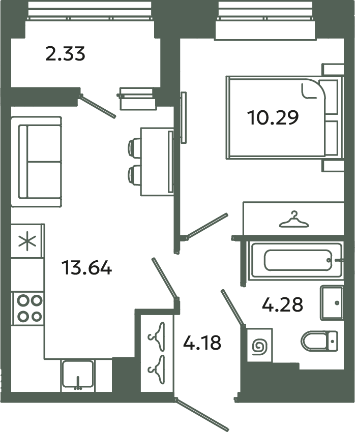 1 ккв 33,6 м²