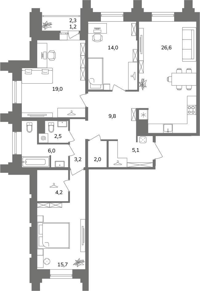 4 ккв (Евро) 109,3 м²