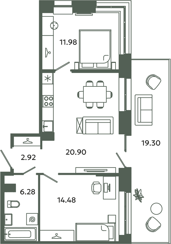 3 ккв (Евро) 62,4 м²
