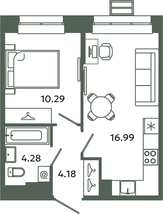 2 ккв (Евро) 35,7 м²
