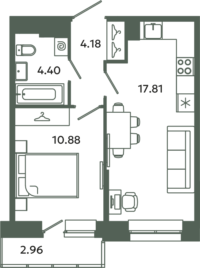 2 ккв (Евро) 38,2 м²