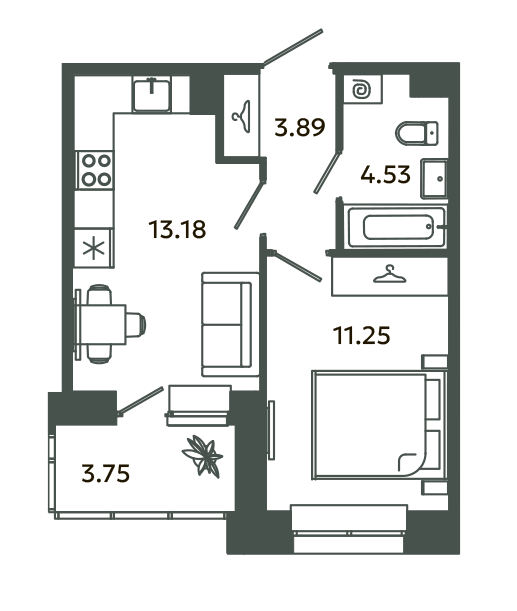 1 ккв 34,7 м²