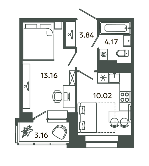 1 ккв 32,8 м²