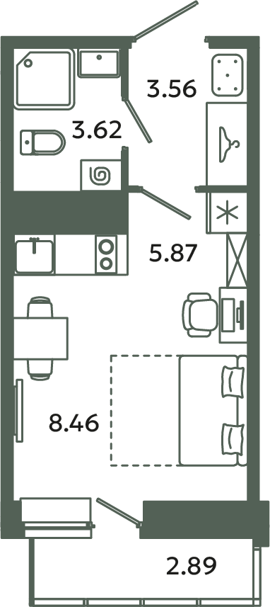 Студия 22,4 м²