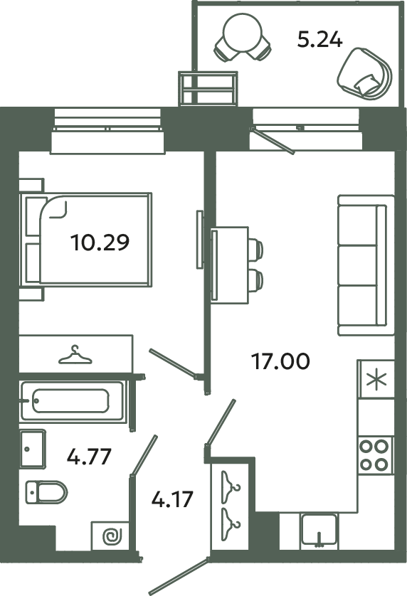 2 ккв (Евро) 37,8 м²
