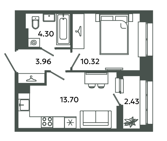1 ккв 33,5 м²