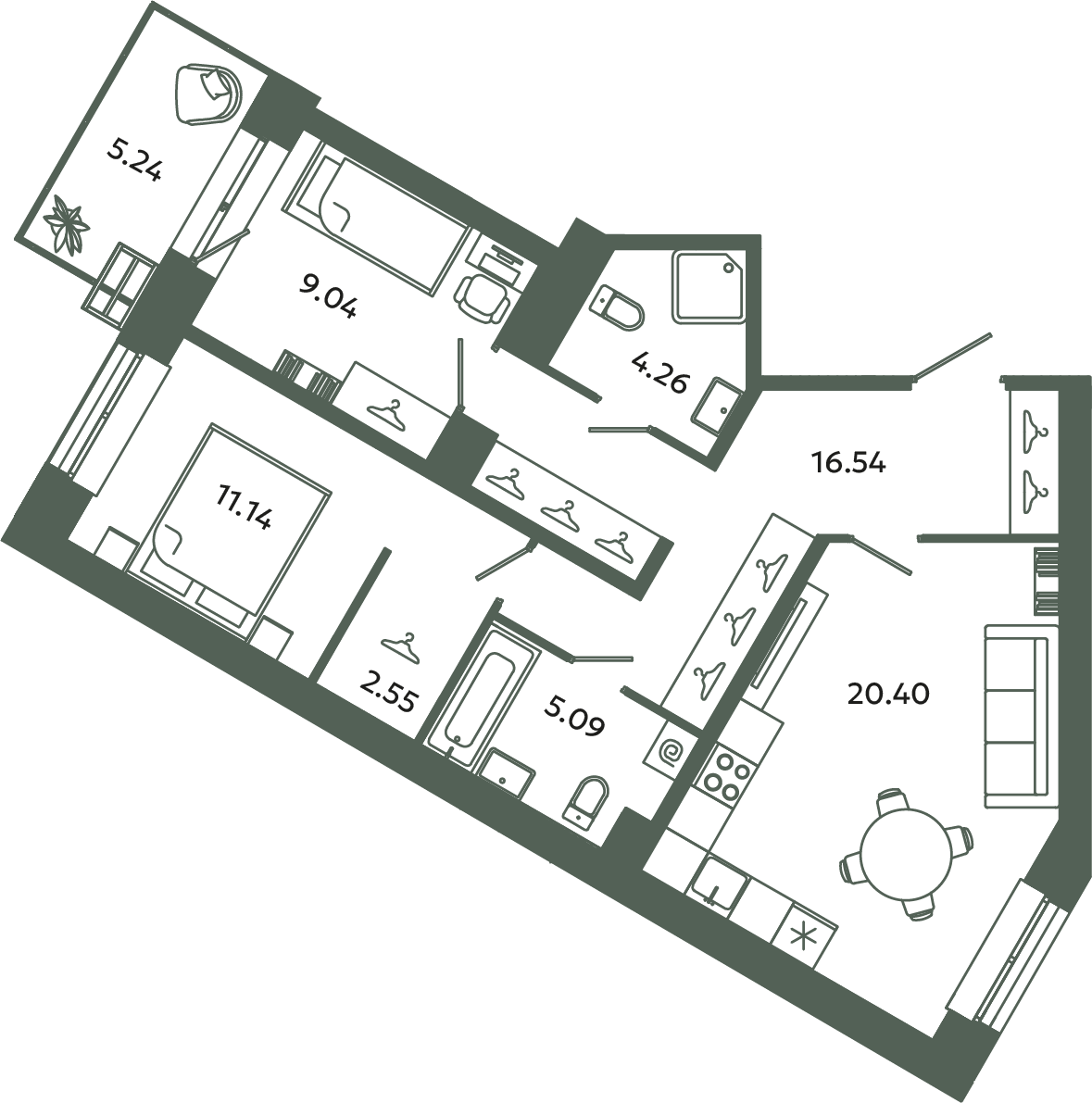 3 ккв (Евро) 70,6 м²