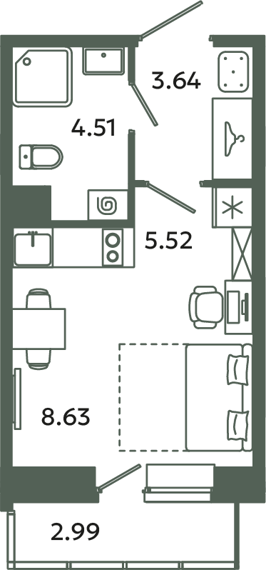Студия 23,2 м²