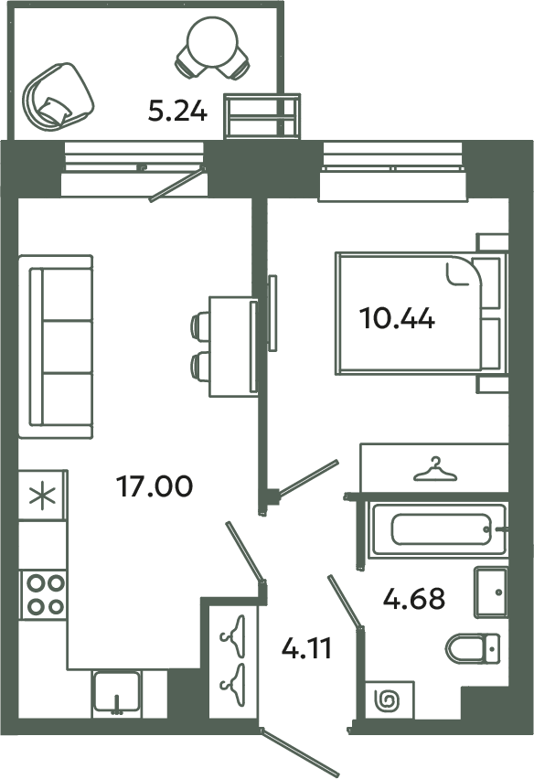 2 ккв (Евро) 37,8 м²