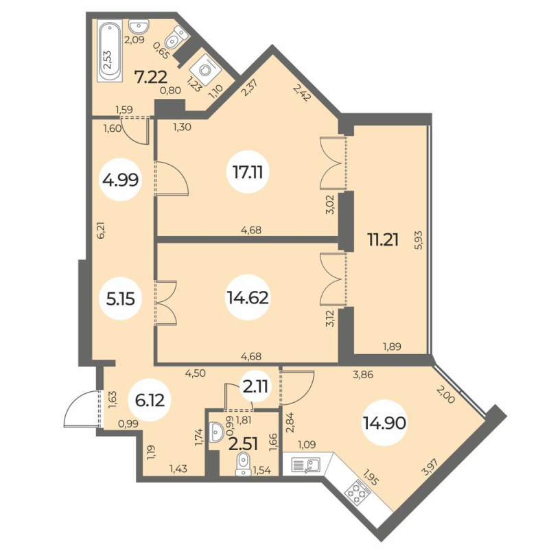 2 ккв 80,3 м²