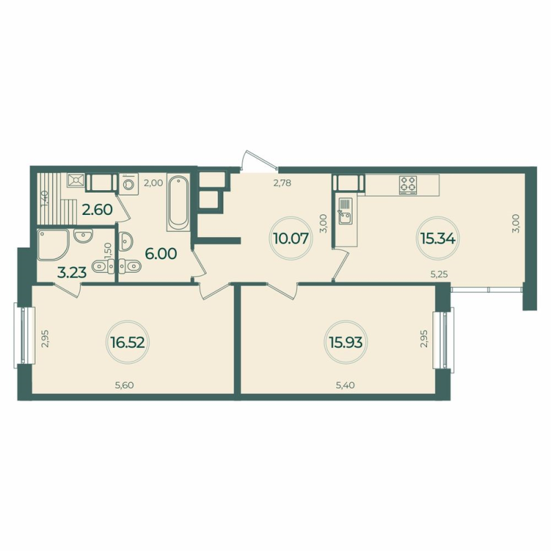 3 ккв (Евро) 69,7 м²