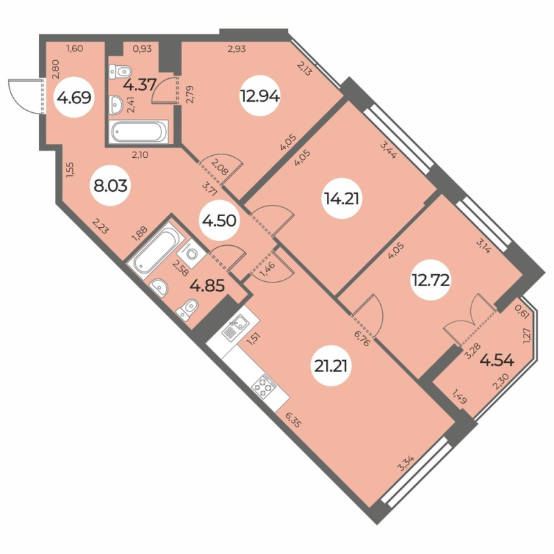 4 ккв (Евро) 89,8 м²