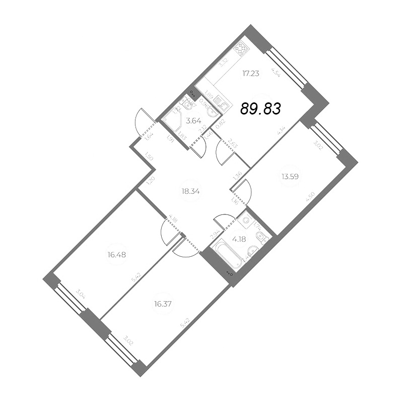 4 ккв (Евро) 89,8 м²