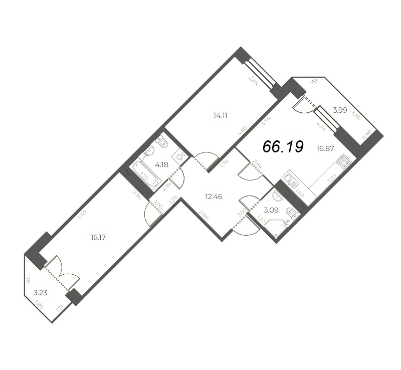 3 ккв (Евро) 69,8 м²