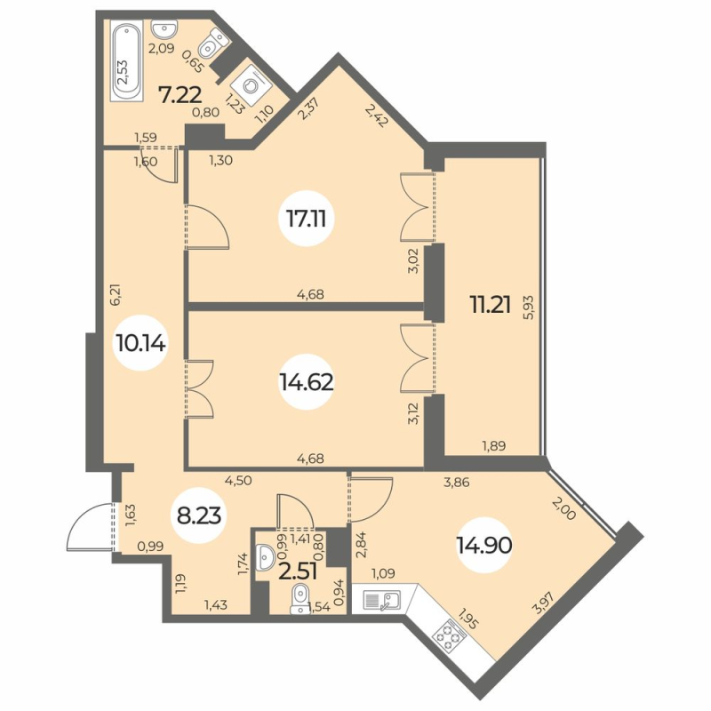2 ккв 80,3 м²