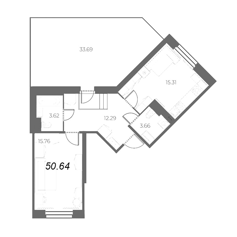 2 ккв (Евро) 60,8 м²