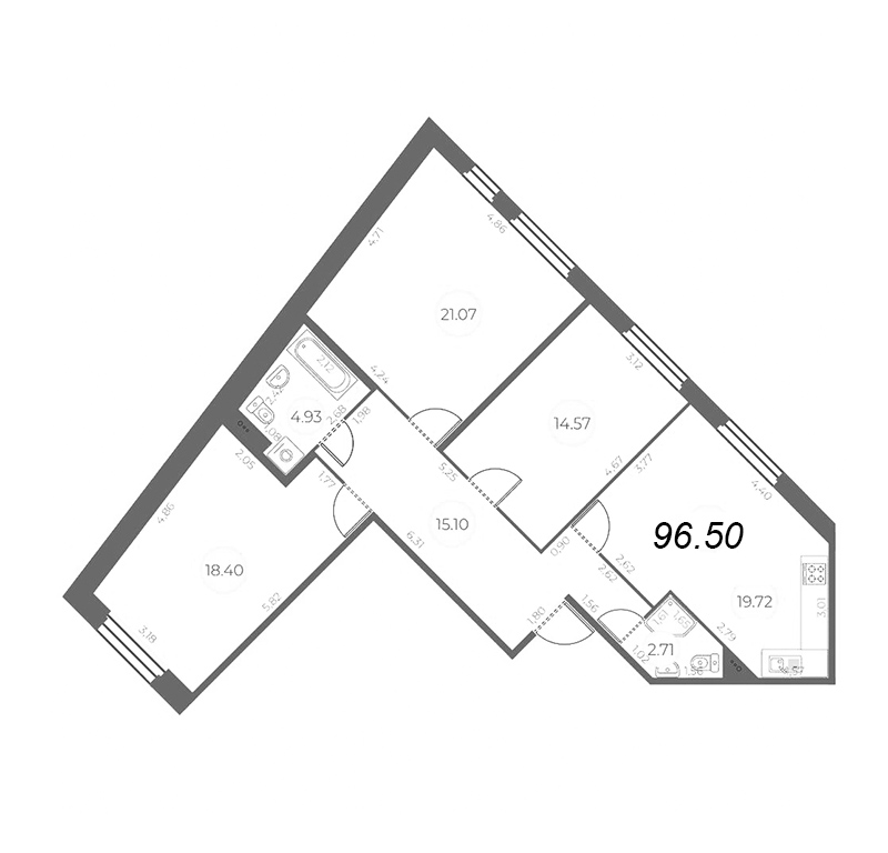 4 ккв (Евро) 96,5 м²