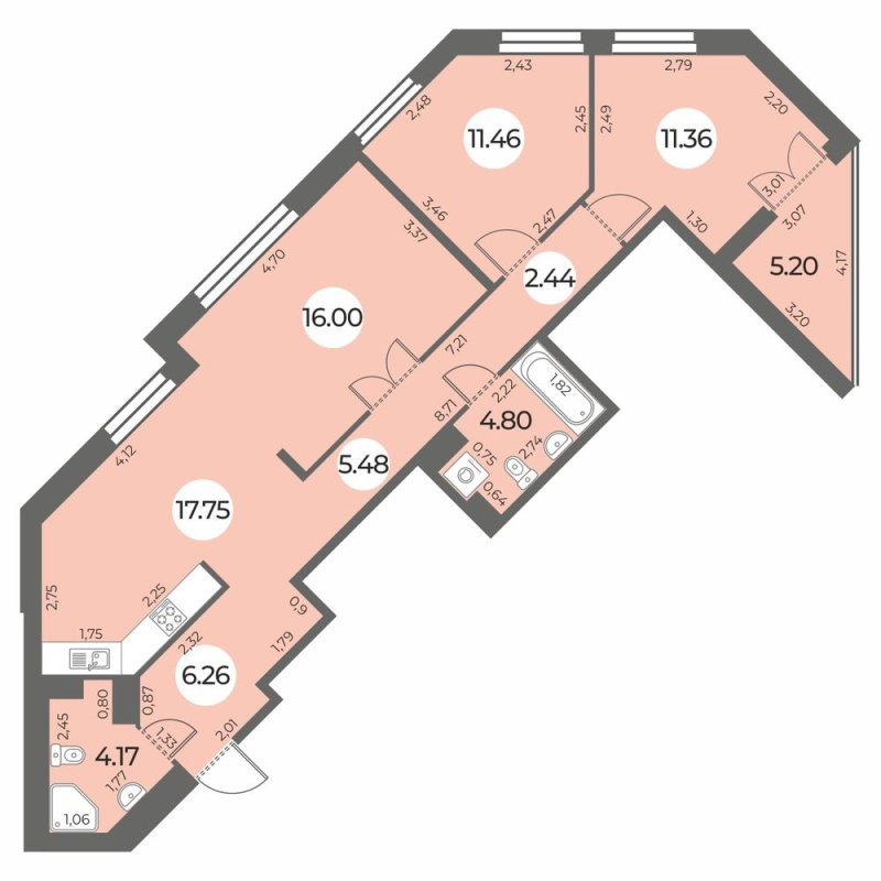 3 ккв (Евро) 82,3 м²