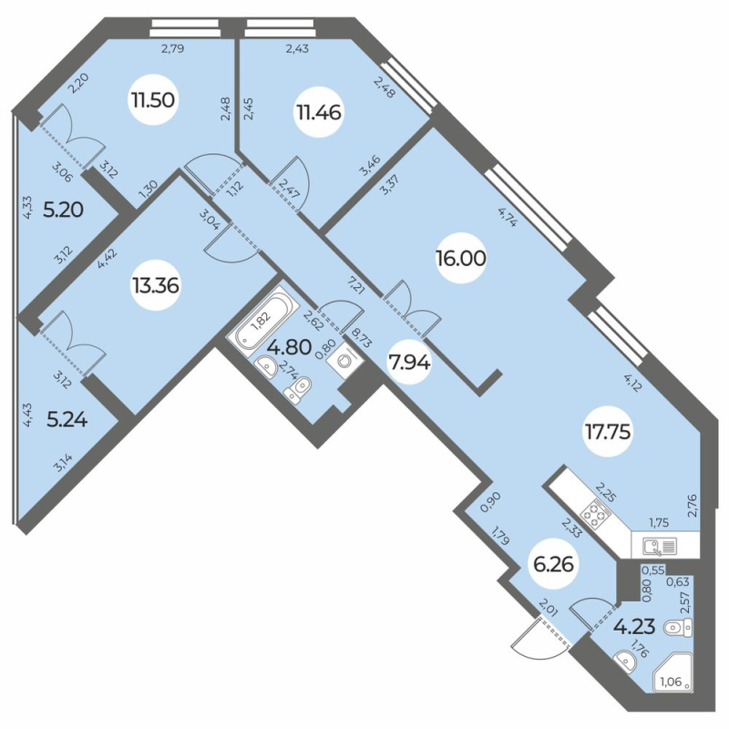 4 ккв (Евро) 98,5 м²