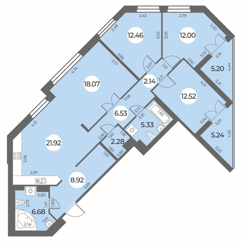 4 ккв (Евро) 114,1 м²