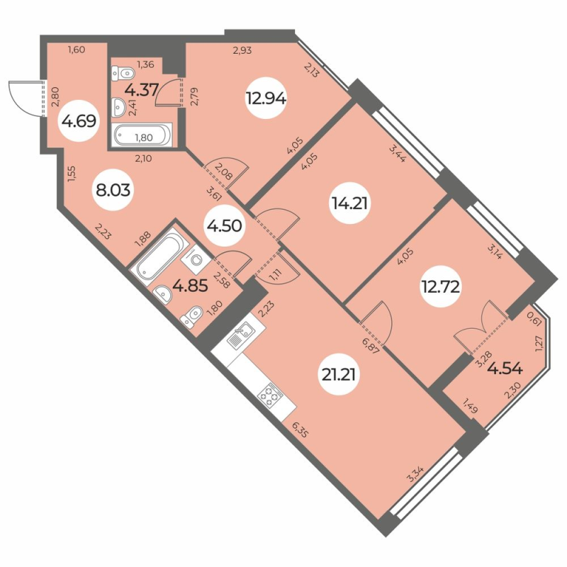 4 ккв (Евро) 89,8 м²
