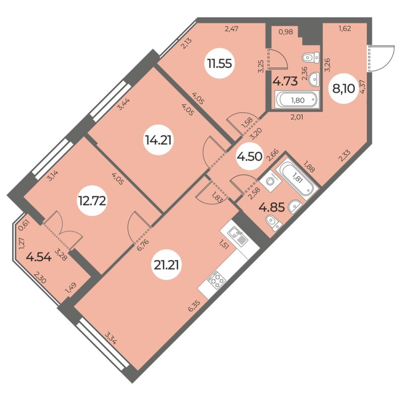 4 ккв (Евро) 84,1 м²