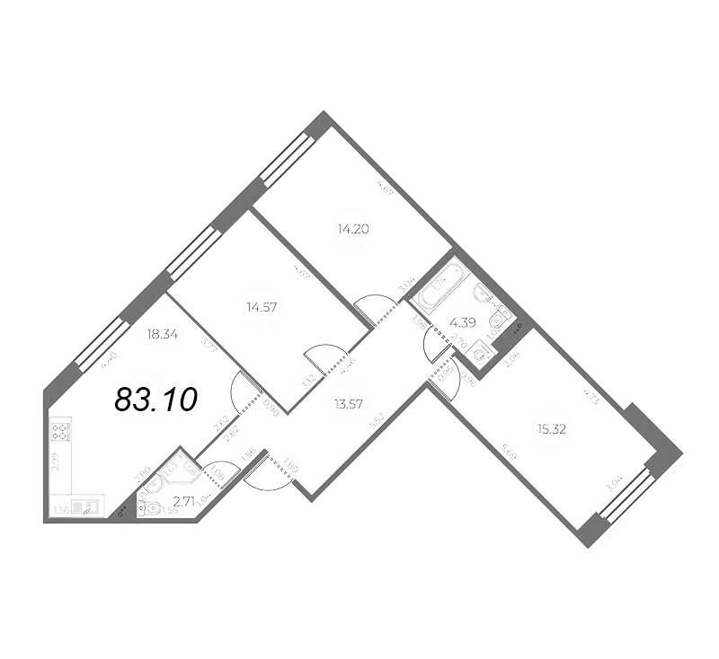 4 ккв (Евро) 83,1 м²
