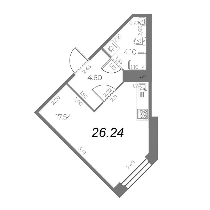 Студия 26,2 м²