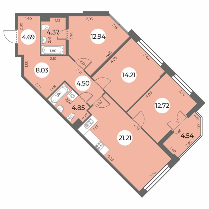 4 ккв (Евро) 89,8 м²