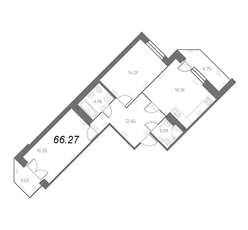 3 ккв (Евро) 70,2 м²