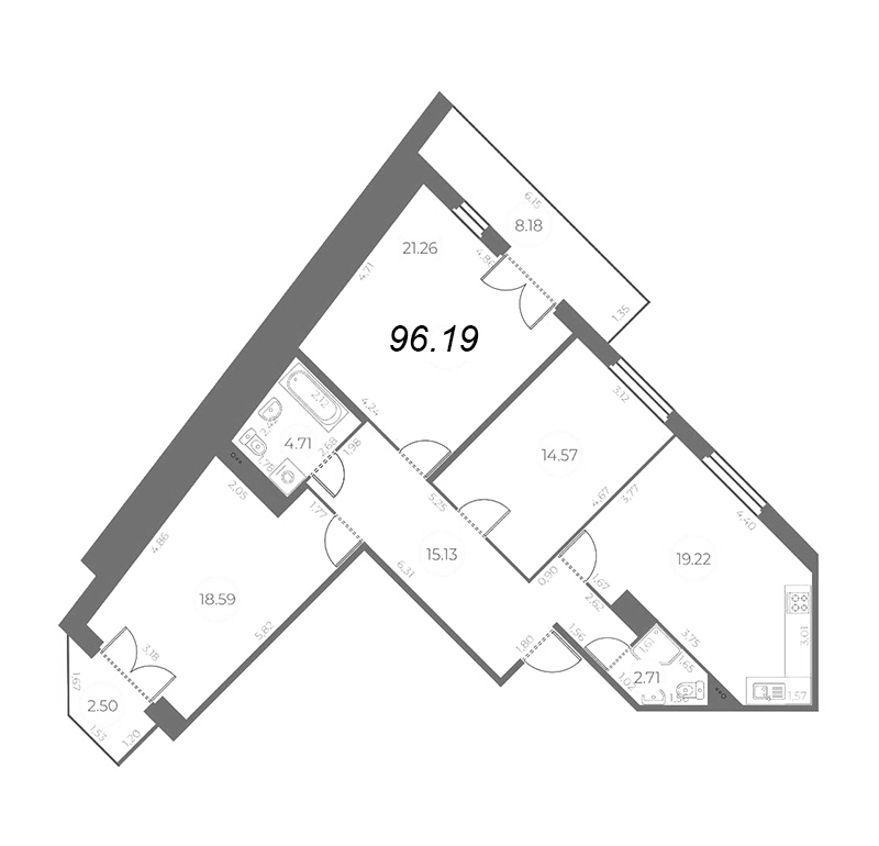 4 ккв (Евро) 99,9 м²