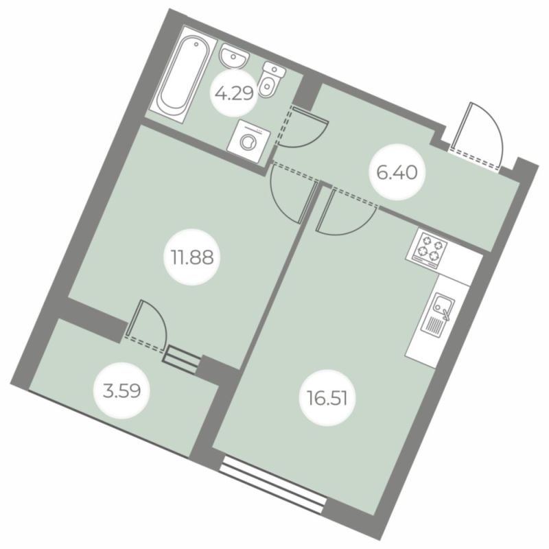 2 ккв (Евро) 40,9 м²