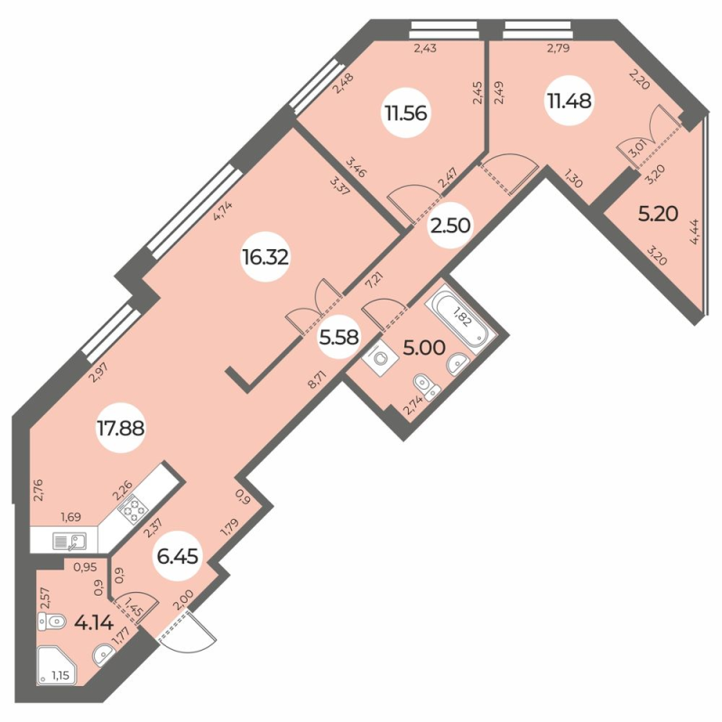 3 ккв (Евро) 83,5 м²