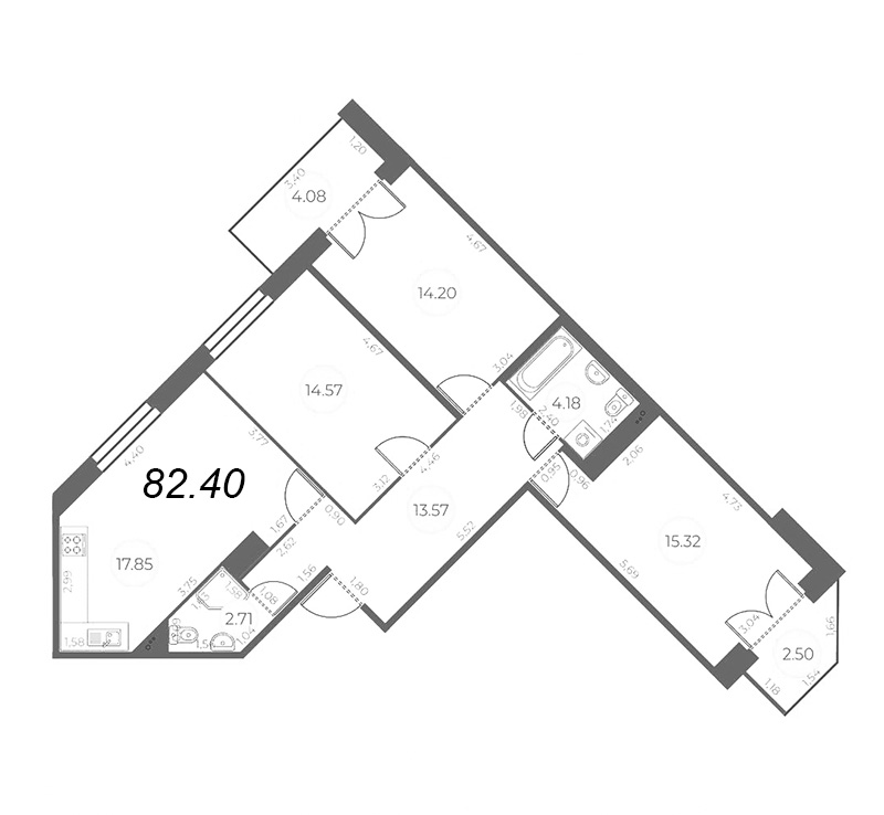 4 ккв (Евро) 85,7 м²