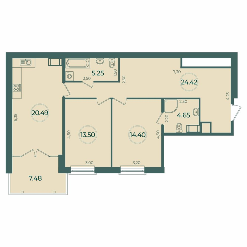 3 ккв (Евро) 85 м²