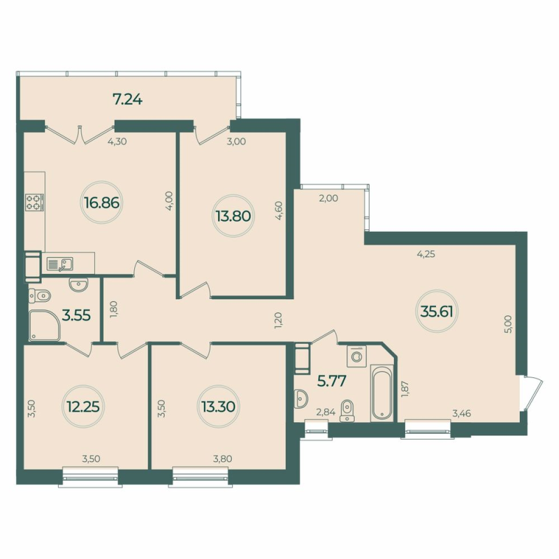 4 ккв (Евро) 103,3 м²