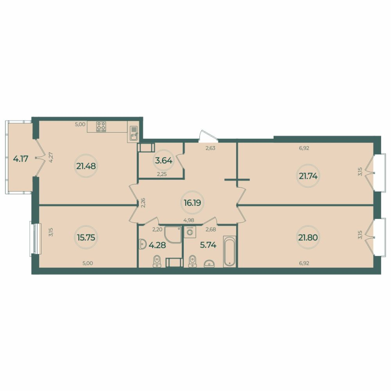 4 ккв (Евро) 111,9 м²
