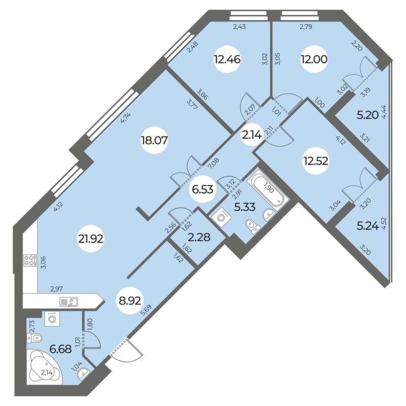 4 ккв (Евро) 114,1 м²