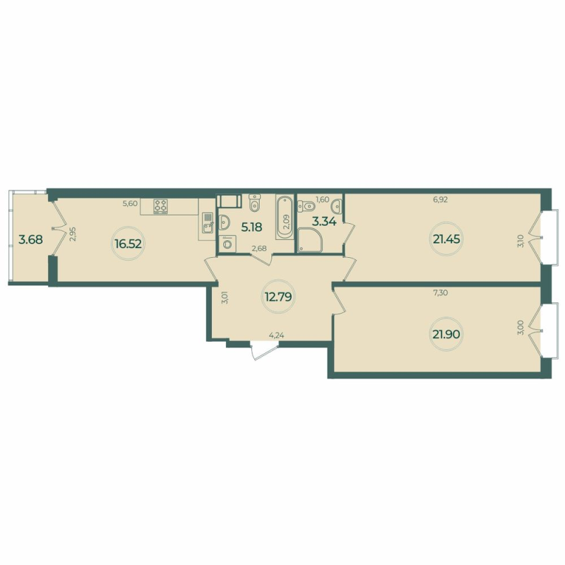 3 ккв (Евро) 82,3 м²