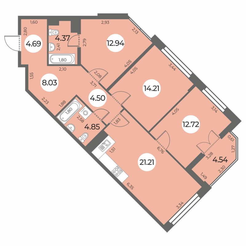 4 ккв (Евро) 89,8 м²