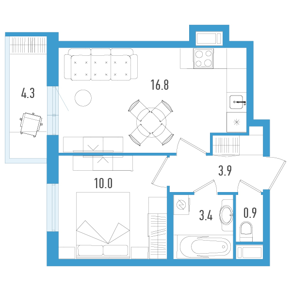 2 ккв (Евро) 36,3 м²